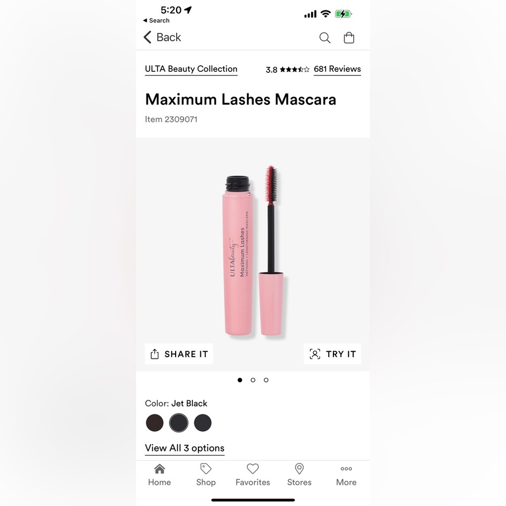 NEW ULTA 2 maximum lashes black mascara